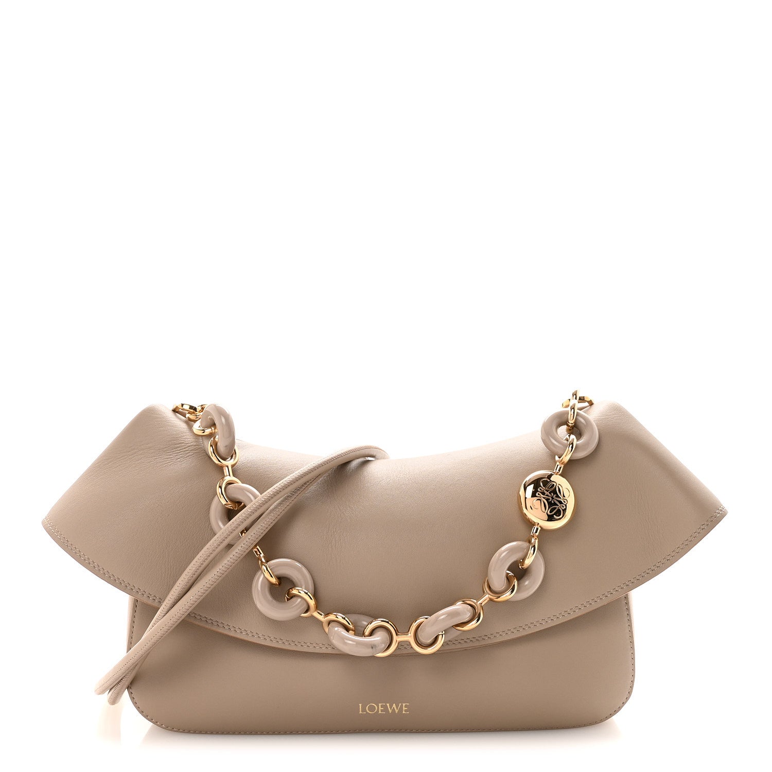 Loewe Smooth Calfskin Donut Chain Medium Ola Shoulder Bag Sand 1 of 10