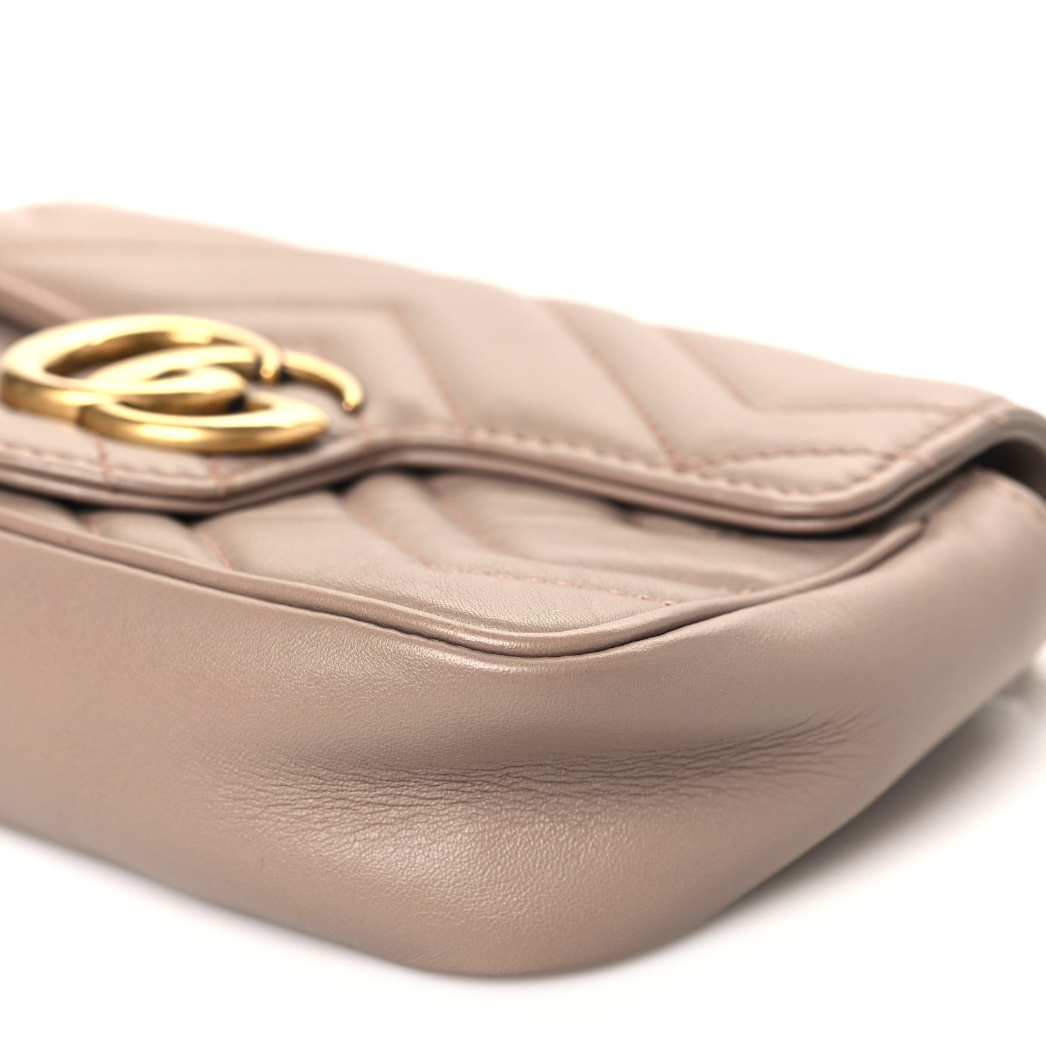 Gucci Calfskin Matelasse Super Mini GG Marmont Shoulder Bag Porcelain Rose 10 of 12