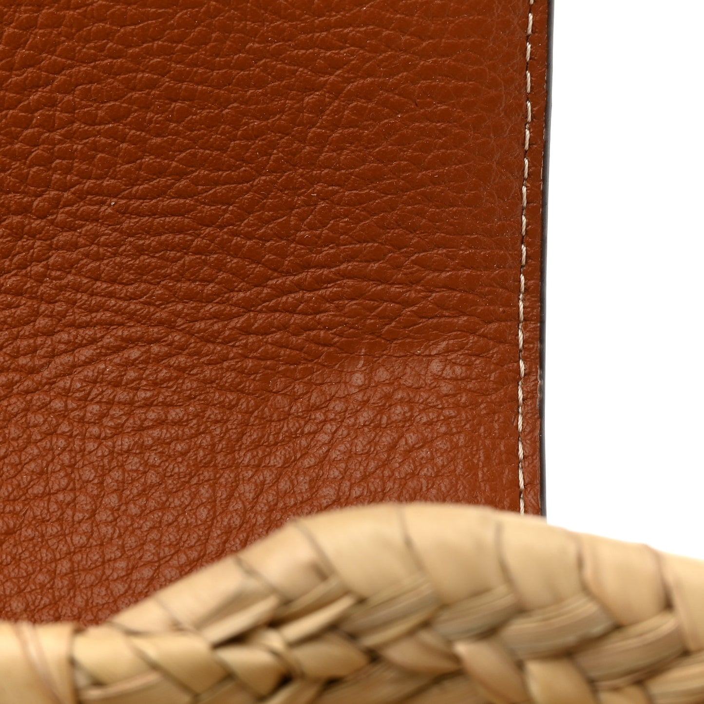 Raffia Small Grain Calfskin Medium Marcie Basket Tan