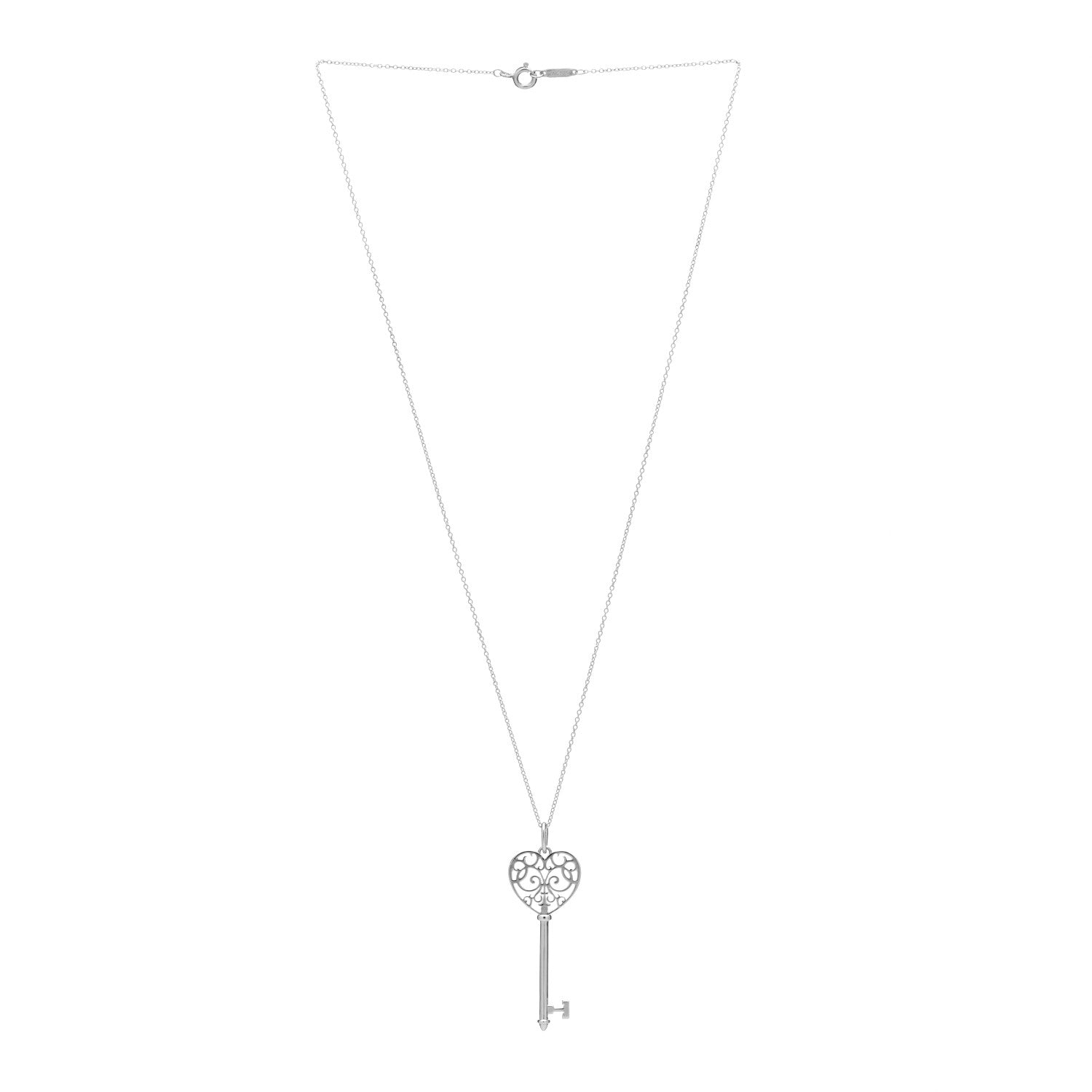 Tiffany Sterling Silver Enchant Heart Key Pendant Necklace 3 of 5