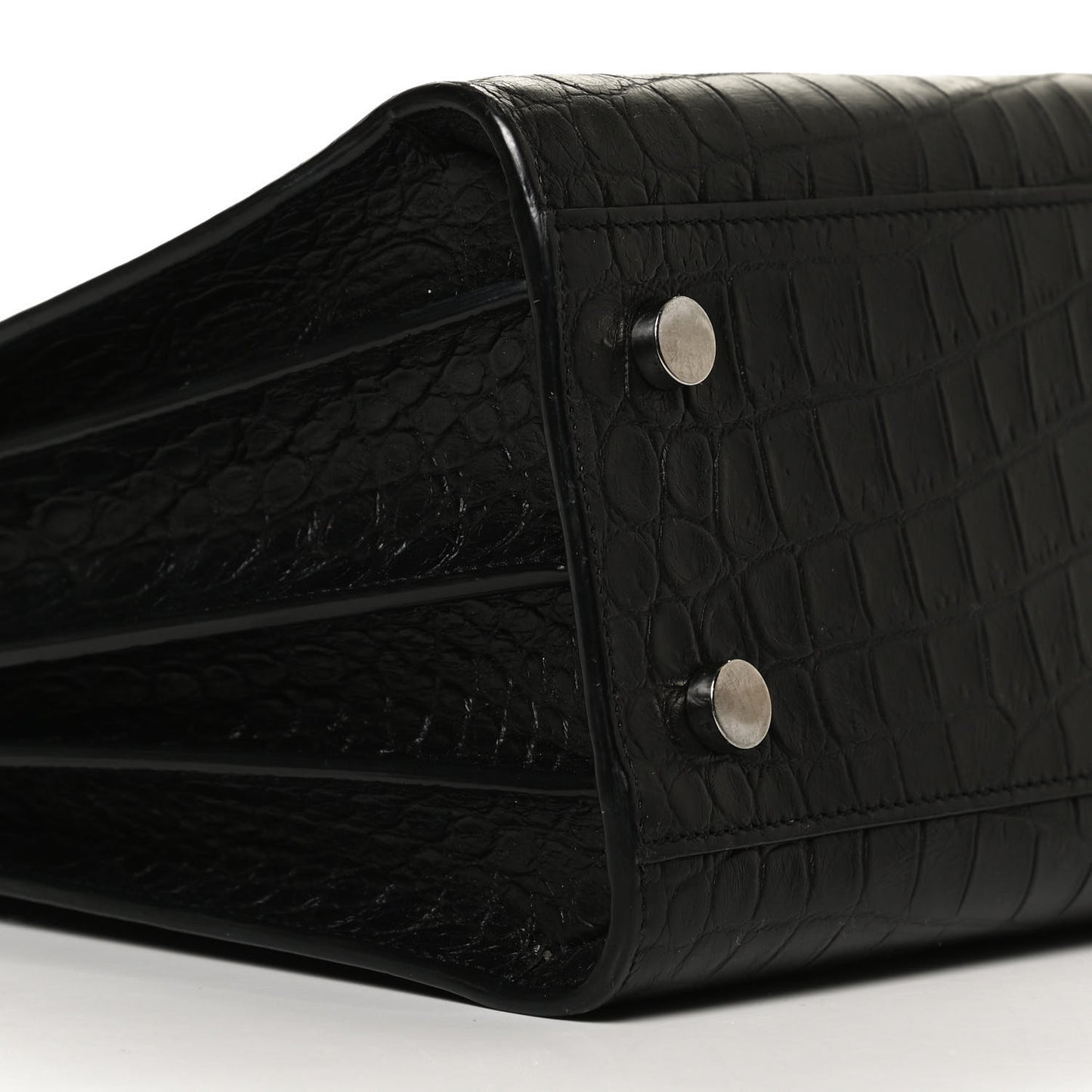 Calfskin Crocodile Embossed Baby Sac De Jour Black