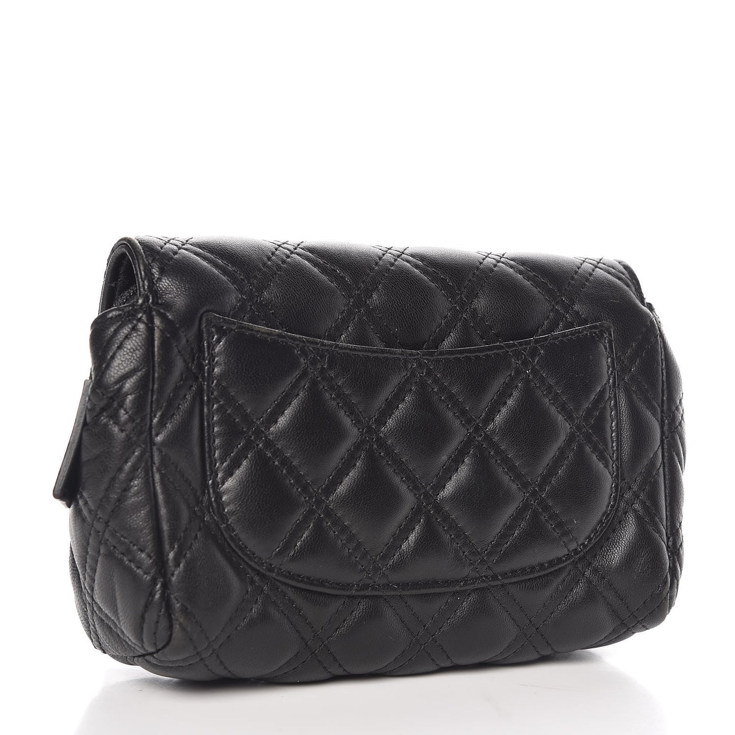 Lambskin Quilted Flap Cosmetic Case Black