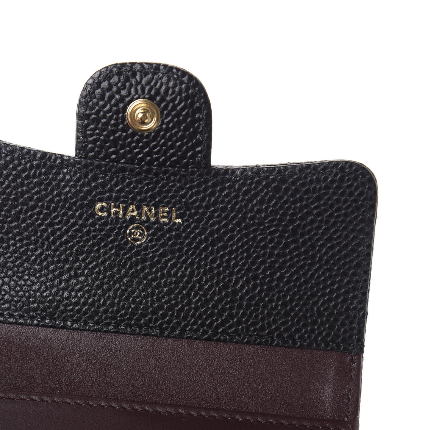 Caviar Quilted Compact Flap Wallet Black