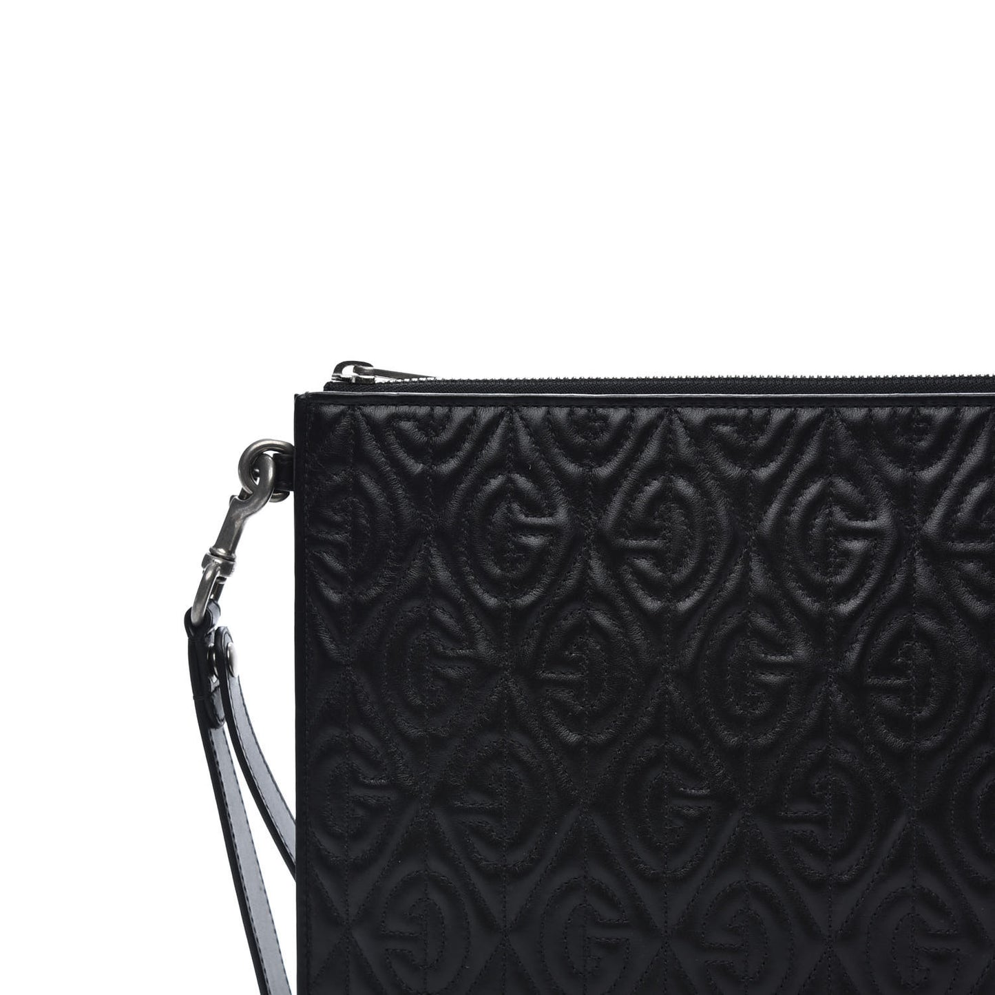 Calfskin G Rhombus Quilted Documents Holder Black