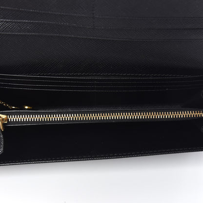 Prada Saffiano Metal Continental Flap Wallet Black 6 of 8