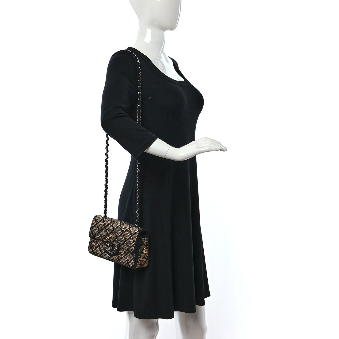 Jersey Embellished Mini Flap Black