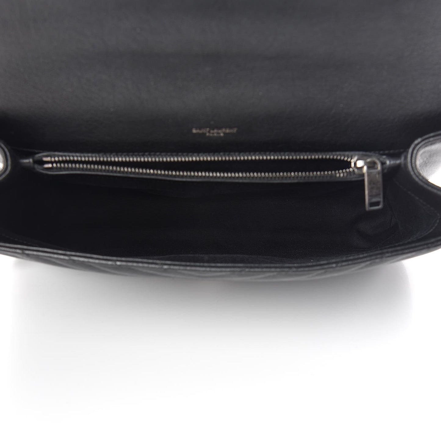 Sheepskin Matelasse Chevron Monogram Large College Satchel Black