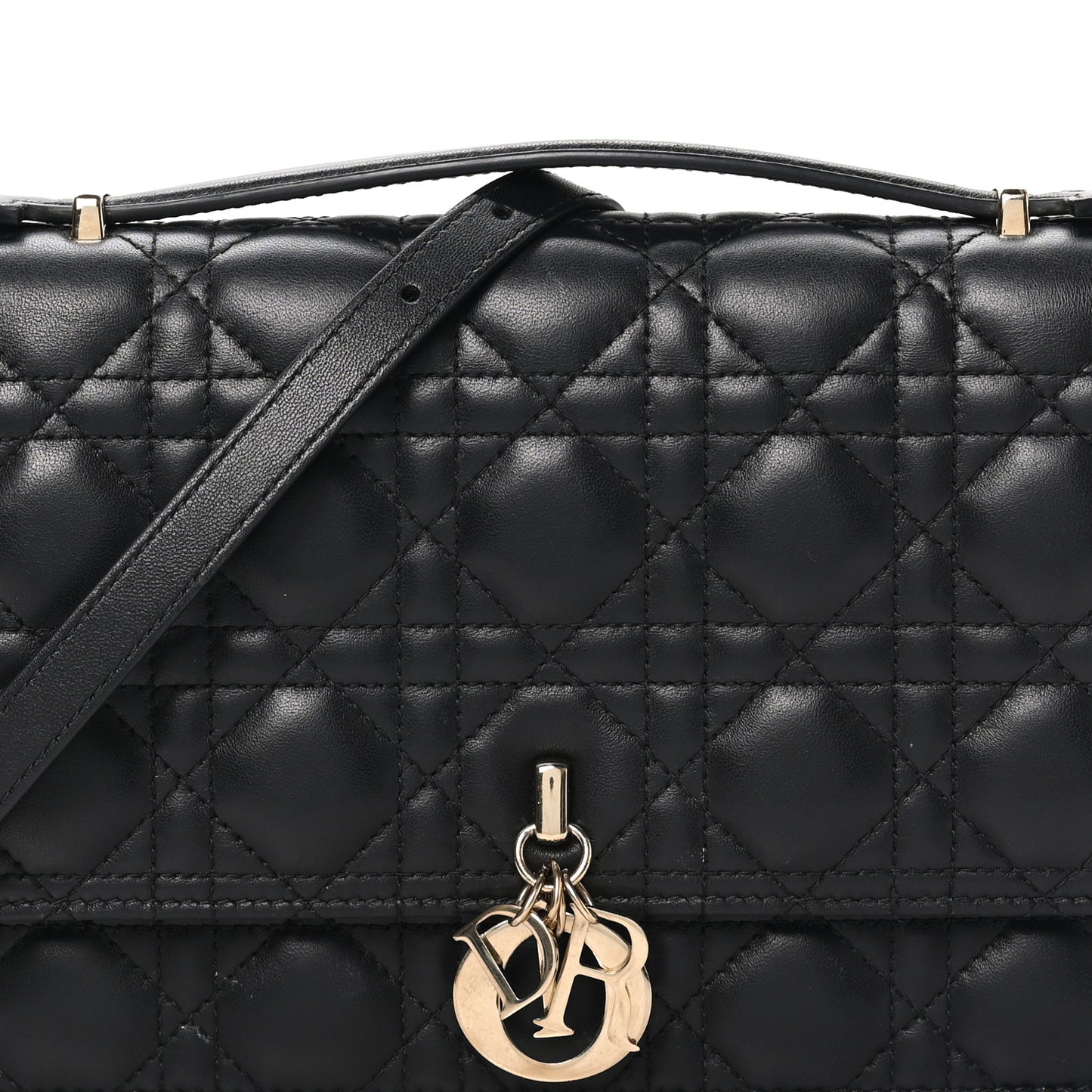 Lambskin Cannage Miss Dior Top Handle Bag Black