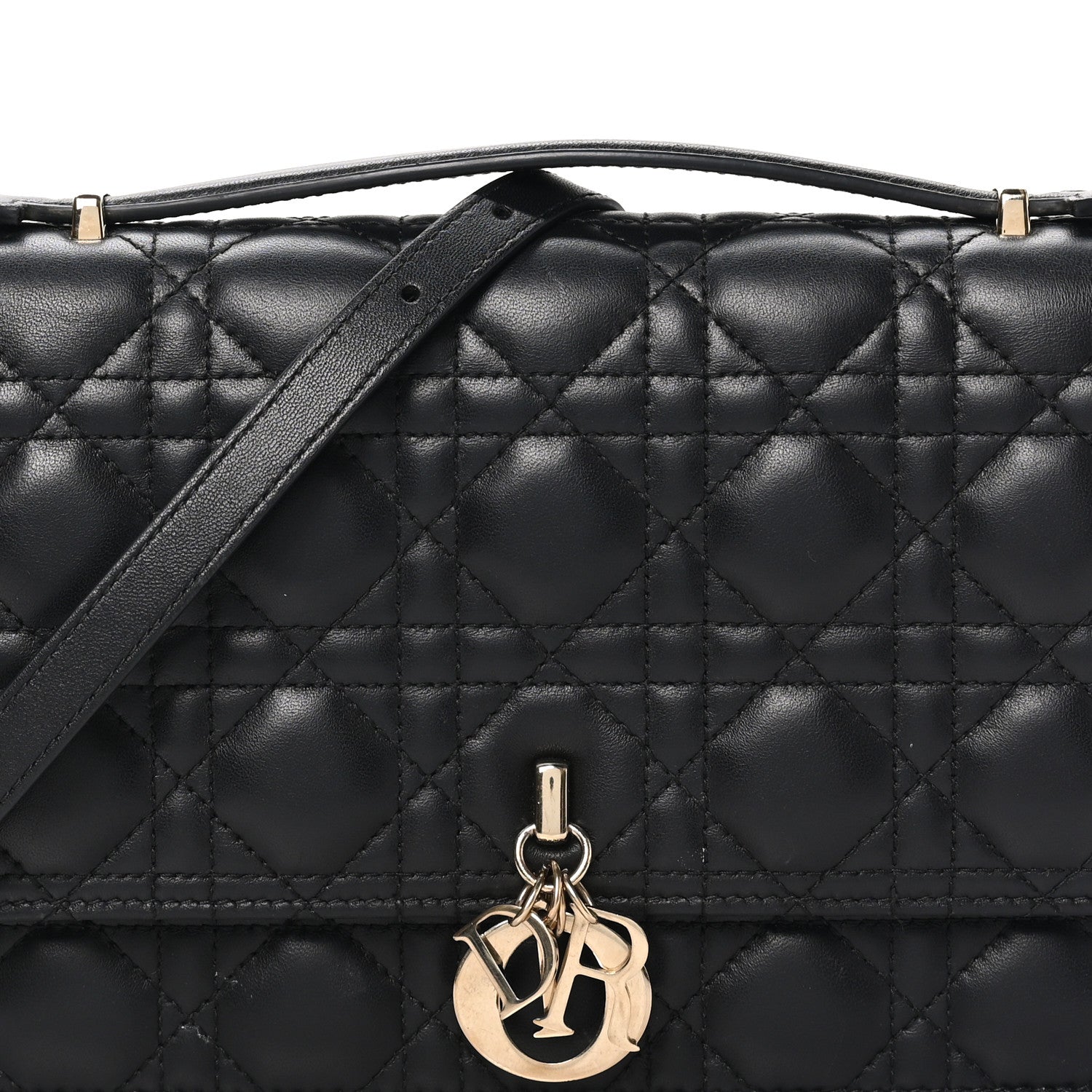 Christian Dior Lambskin Cannage Miss Dior Top Handle Bag Black 6 of 8
