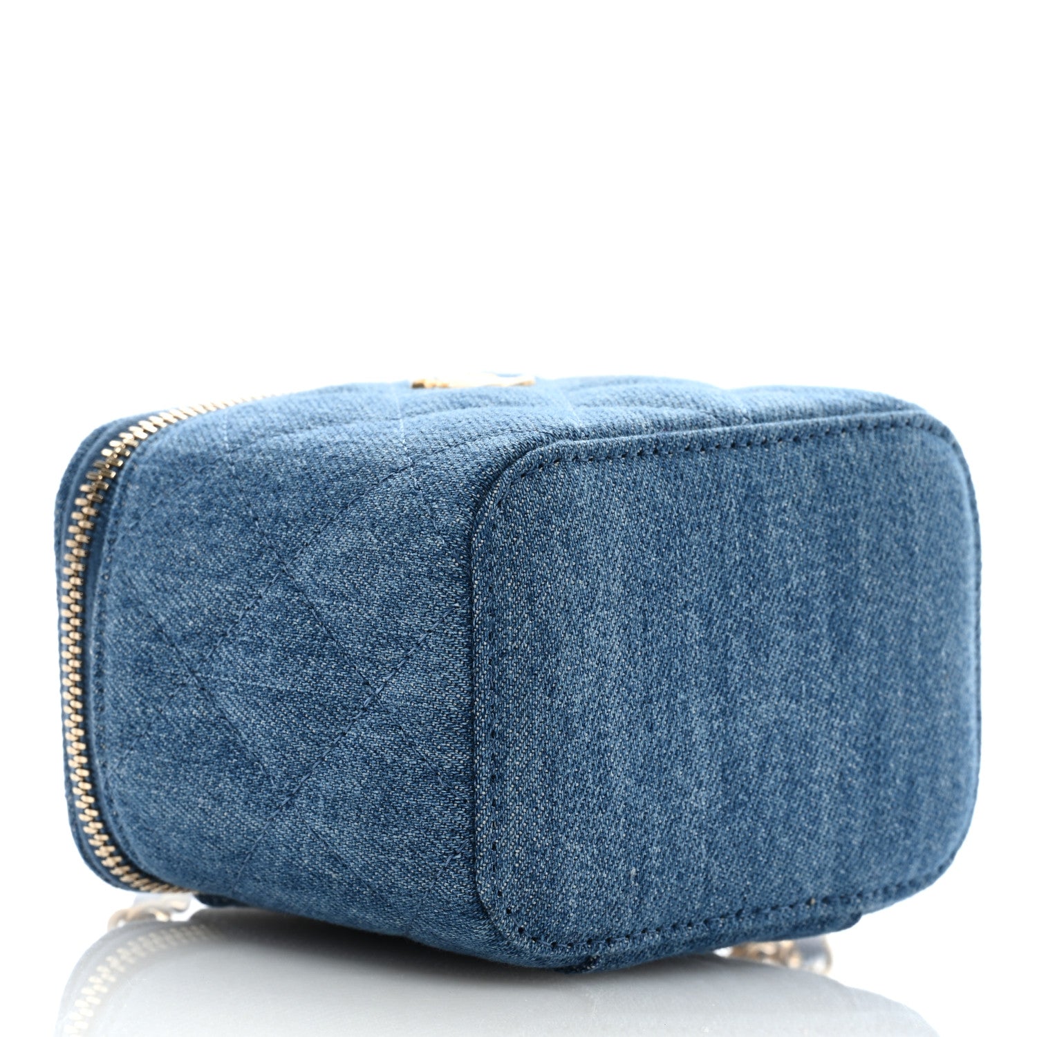 Chanel Denim Quilted Mini Pearl Crush Vanity Case With Chain 4 of 9