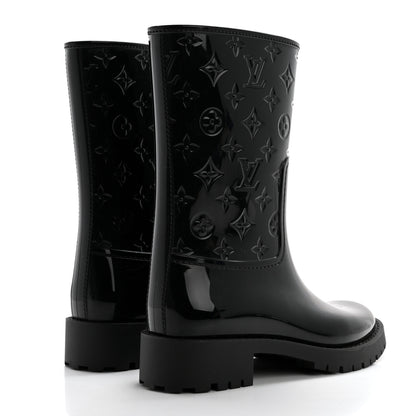 Louis Vuitton Rubber Embossed Monogram Drops Flat Half Boots 36 Black 4 of 7
