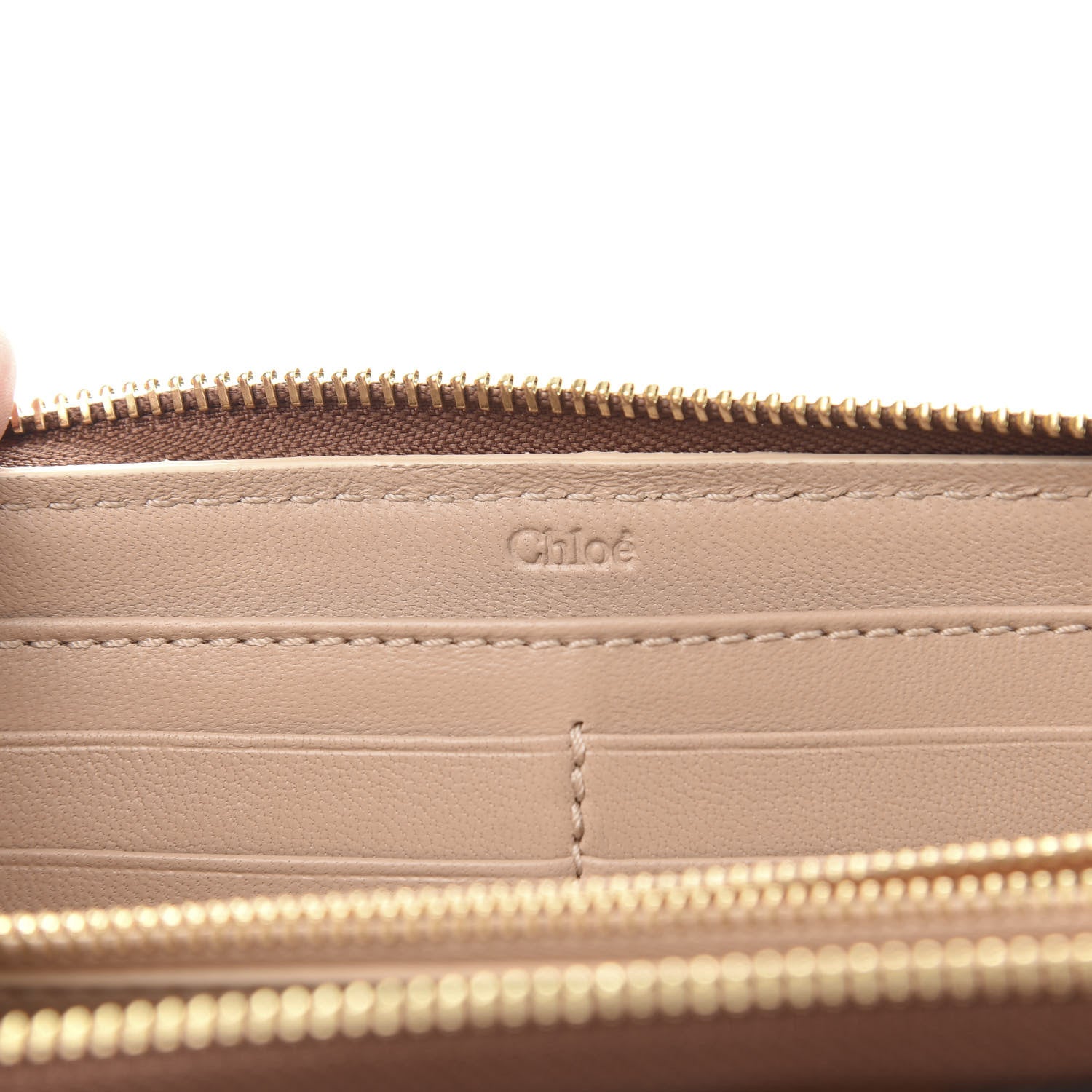 Chloe Grained Calfskin Long Zip Around Marcie Wallet Tan 6 of 6
