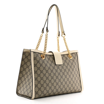 Gucci GG Supreme Monogram Medium Padlock Tote White 3 of 11