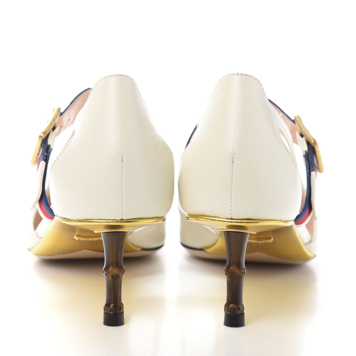 Malaga Kid Grosgrain Sylvie Web Bamboo Low Heel Pumps 40 White