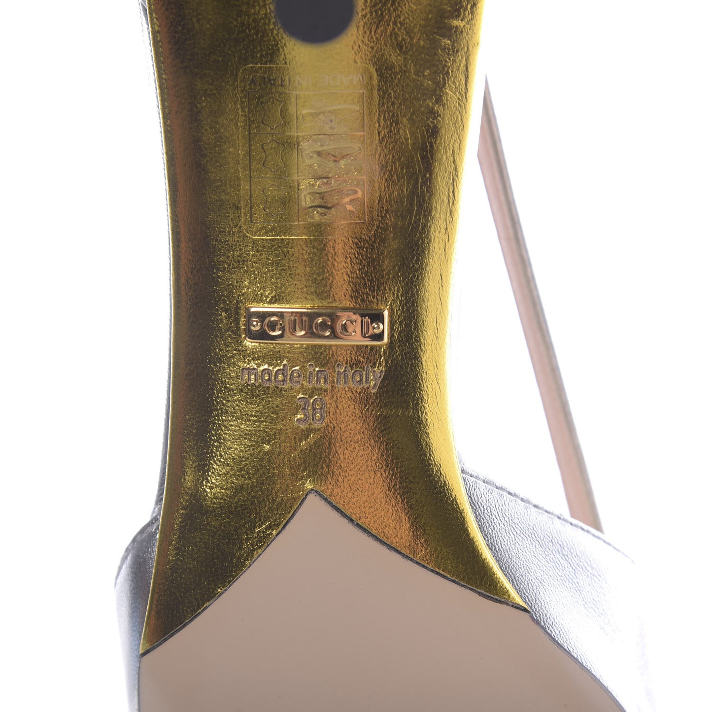 Metallic Nappa Bamboo Crystal Double G Low Heel Pumps 38 Argento