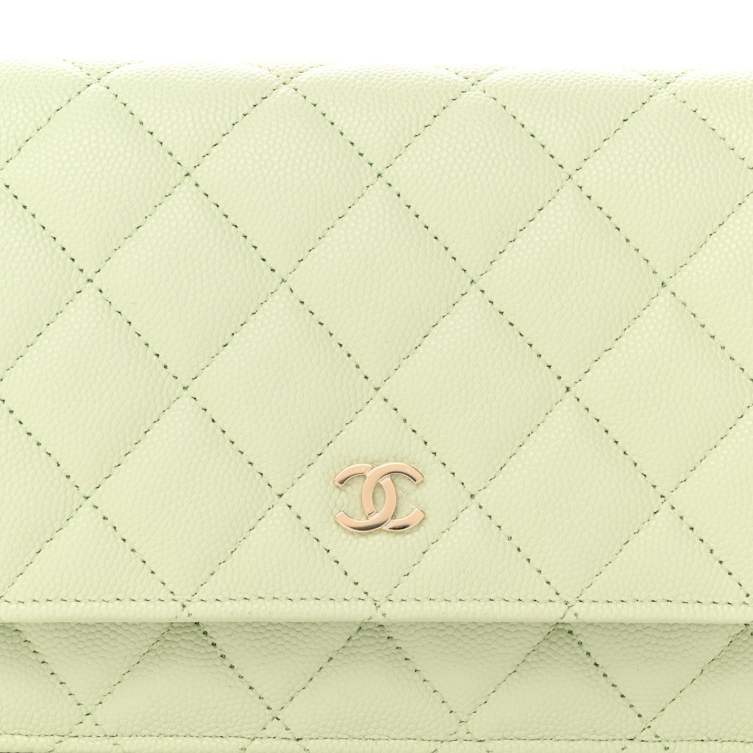 Chanel Caviar Quilted Wallet on Chain WOC Light Green 8 of 12