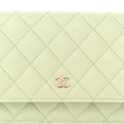 Chanel Caviar Quilted Wallet on Chain WOC Light Green 8 of 12