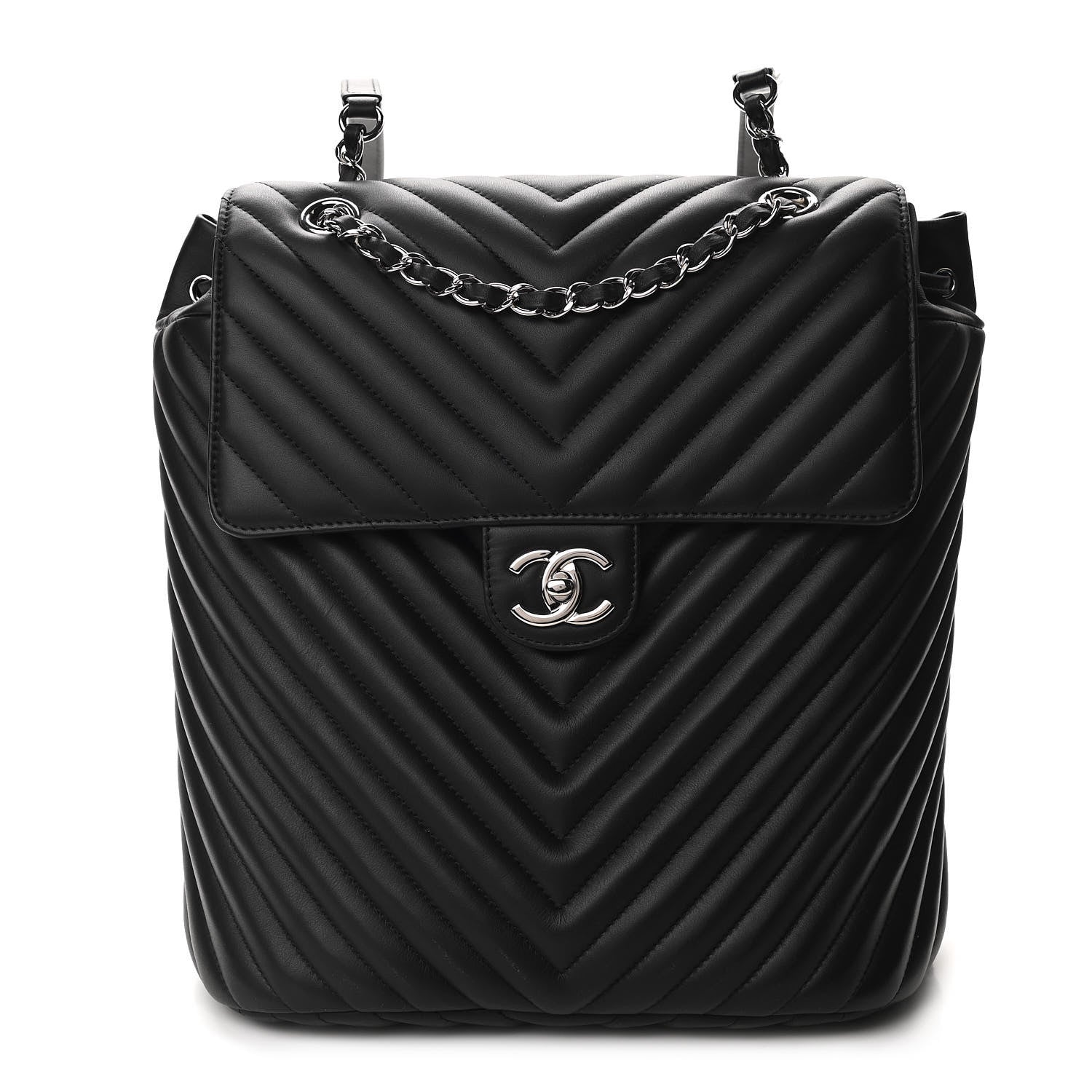 Chanel Calfskin Chevron Quilted Large Urban Spirit Backpack Black 1 of 11
