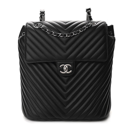 Chanel Calfskin Chevron Quilted Large Urban Spirit Backpack Black 1 of 11