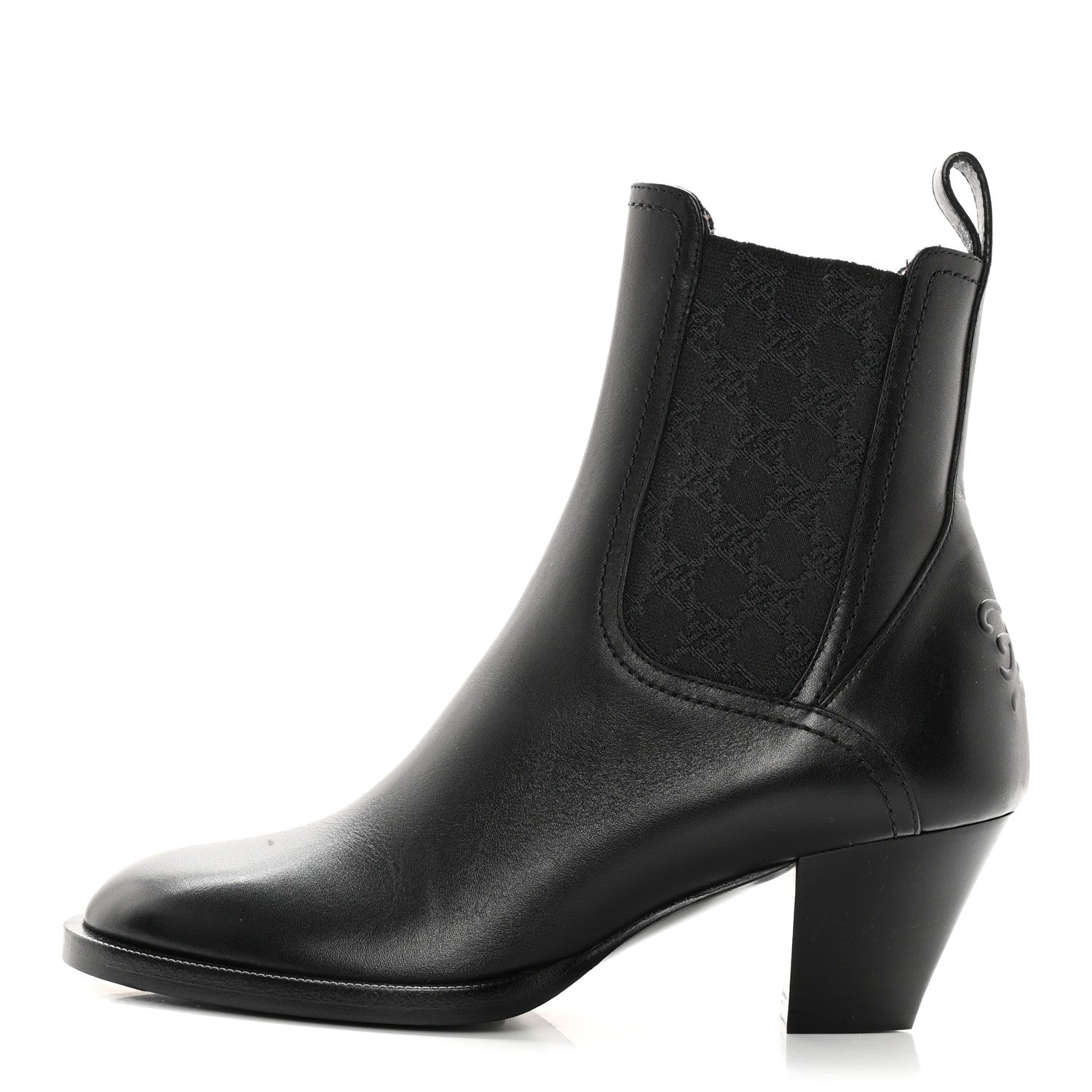 Fendi Vitello Karligraphy Embossed Ankle Boots 38.5 Black 1 of 15
