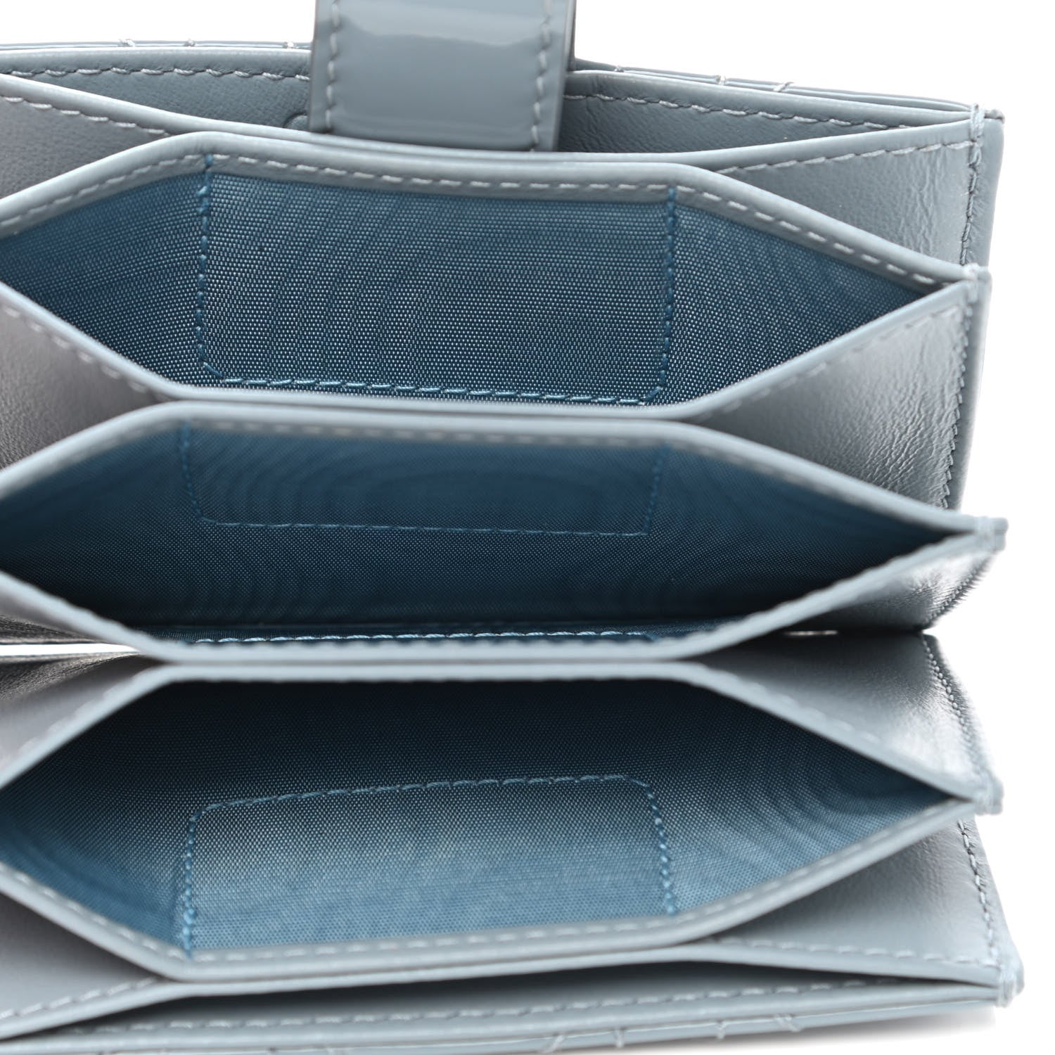 Christian Dior Patent Cannage Lady Dior 5 Gusset Card Holder Cloud Blue 5 of 7