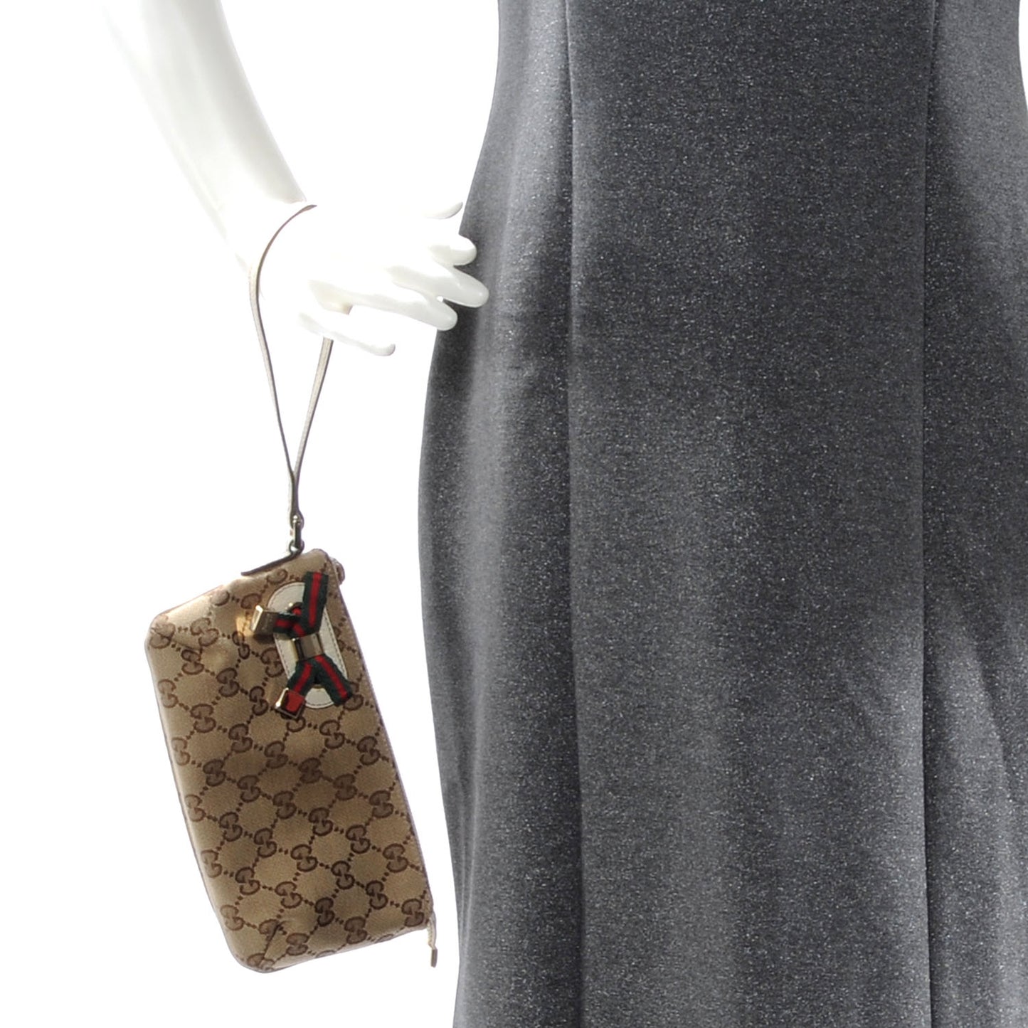 Monogram Web Princy Wristlet Off White