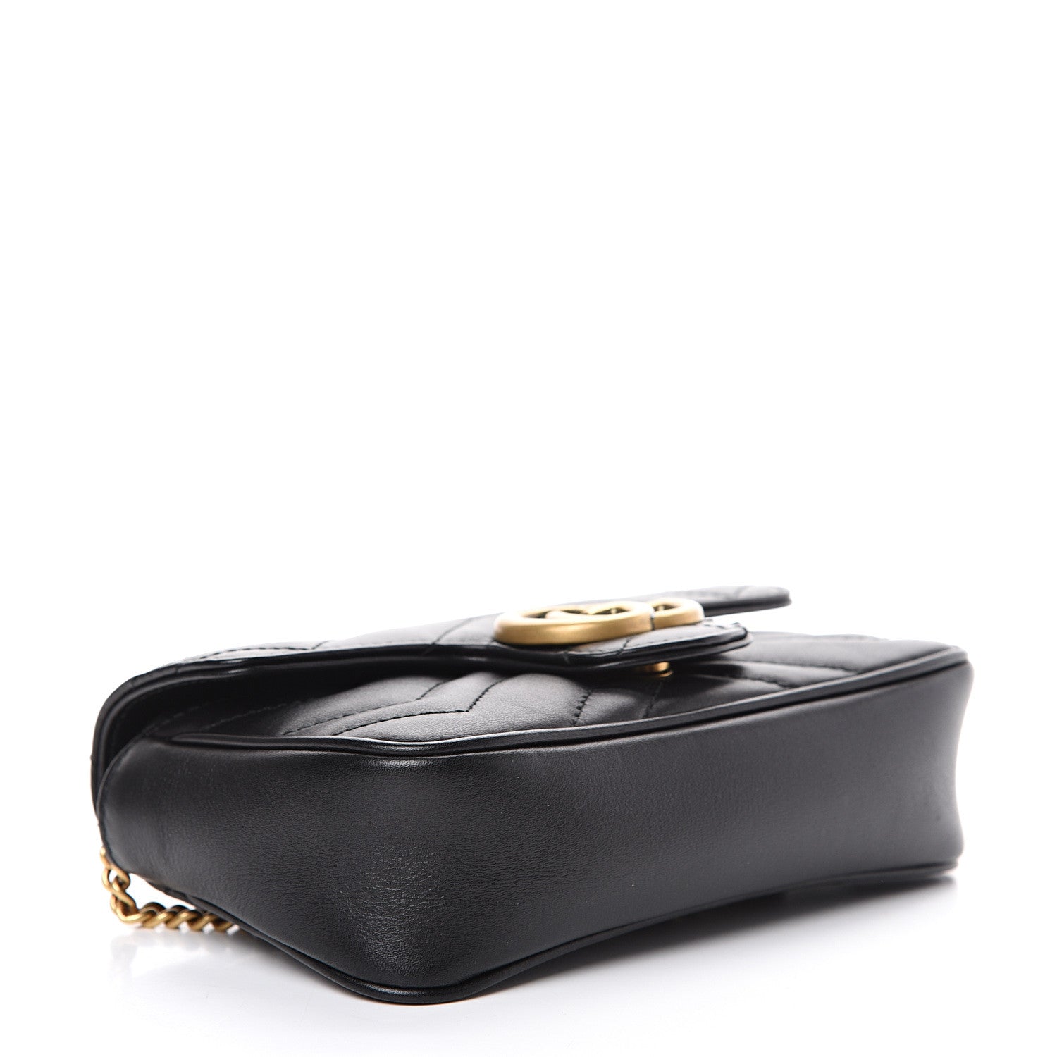 Gucci Calfskin Matelasse Super Mini GG Marmont Shoulder Bag Black 3 of 13