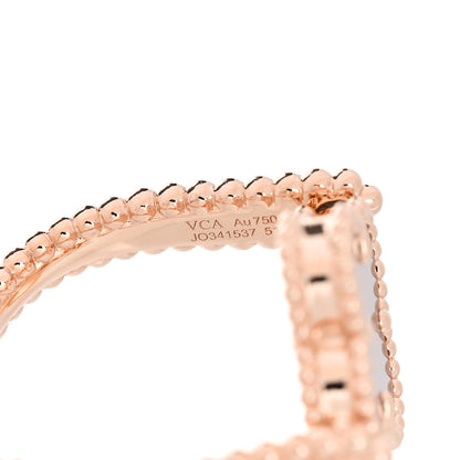Van Cleef & Arpels 18K Rose Gold Diamond Carnelian Reversible Guilloche Vintage Alhambra Ring 51 5.75 4 of 5