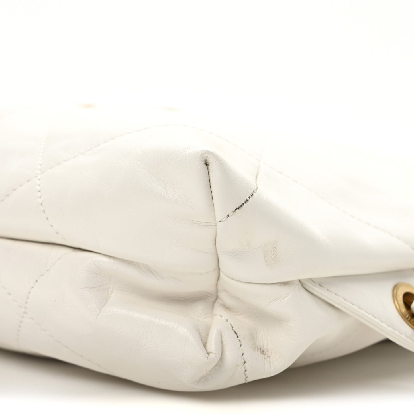 Shiny Calfskin Quilted Chanel 22 Backpack White