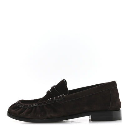 Saint Laurent Suede Le Loafer 15 Penny Slippers 37 Dark Chocolate 1 of 7