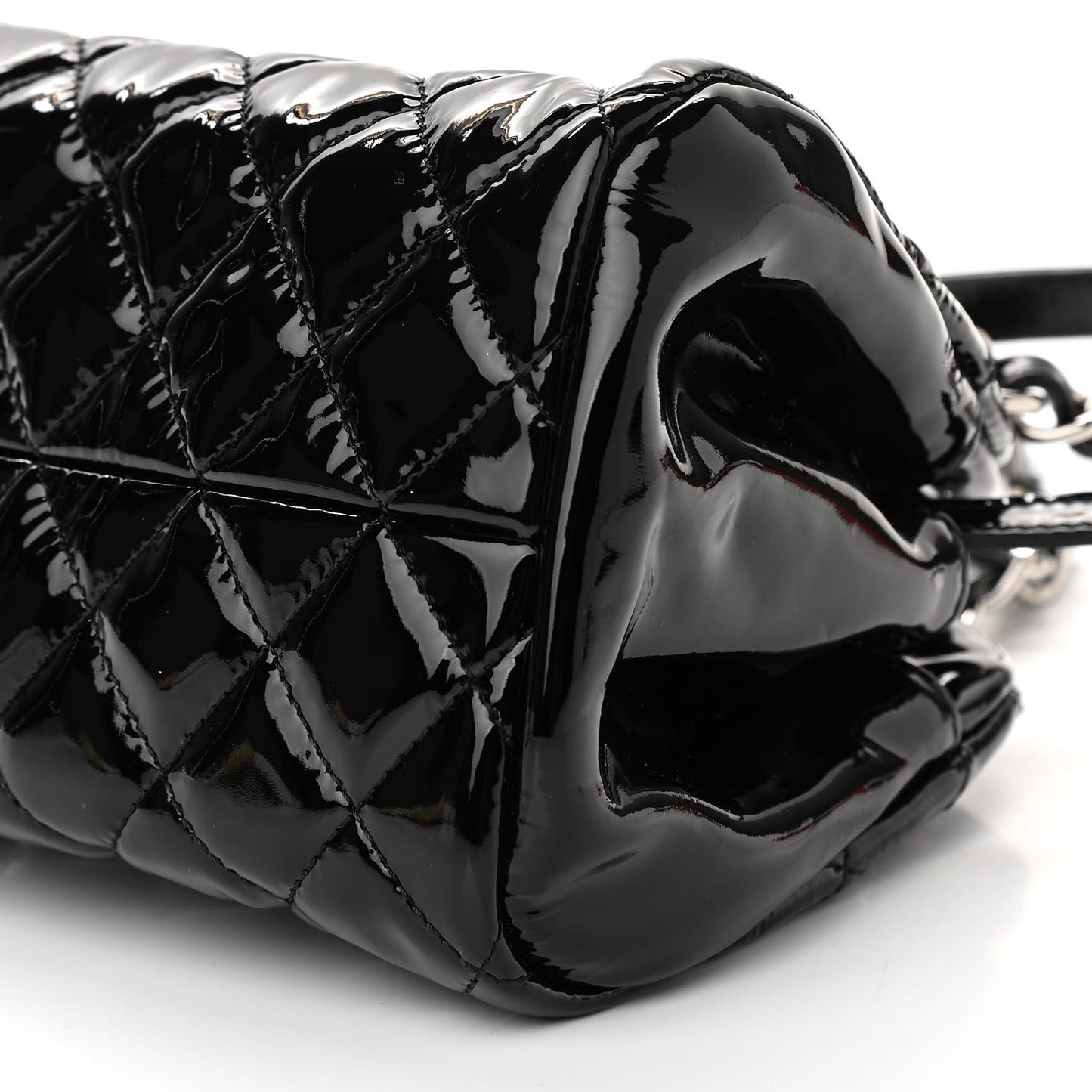 Patent Quilted Small Just Mademoiselle Bowling Bag Black