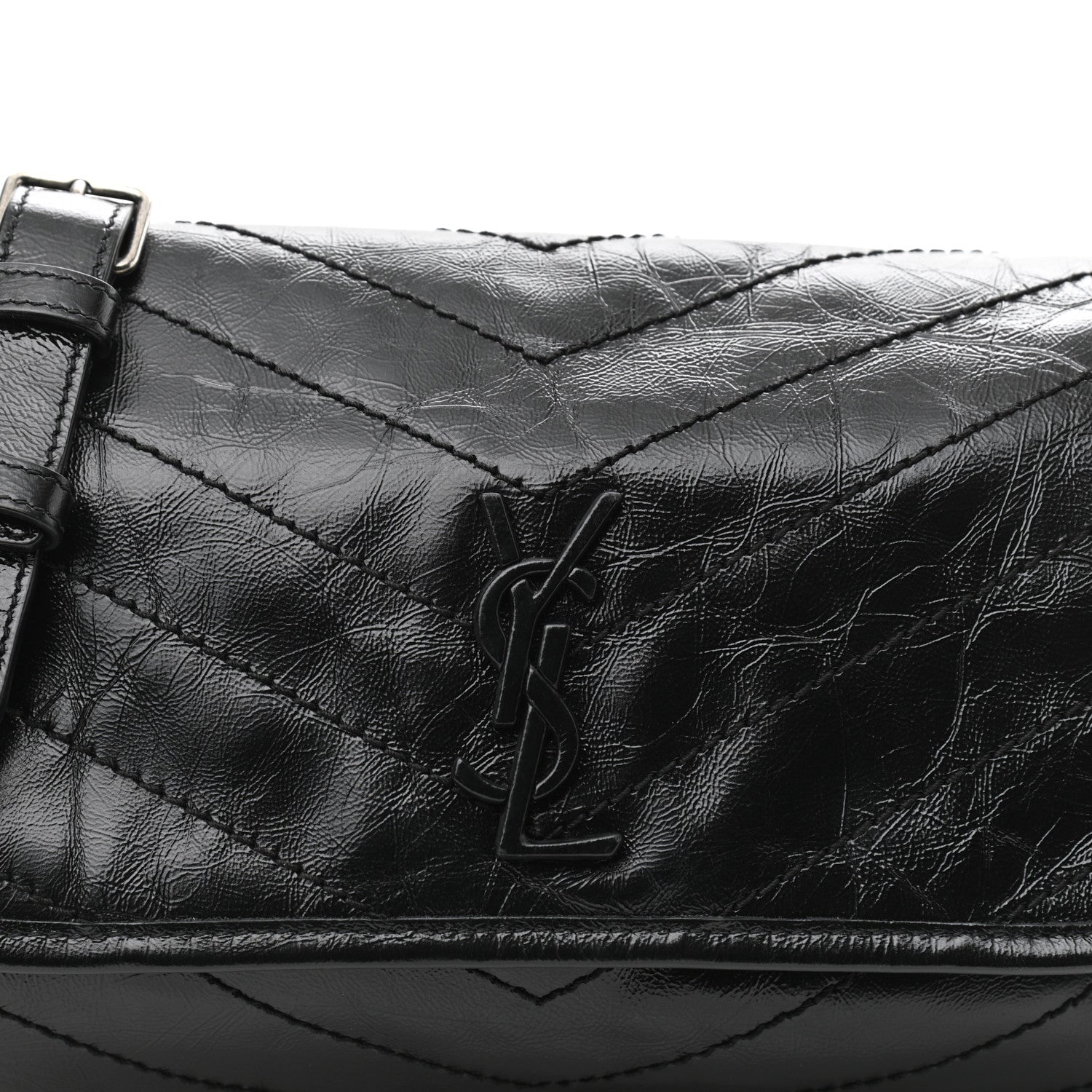 Saint Laurent Crinkled Calfskin Matelasse Monogram Niki Body Bag Black 8 of 10