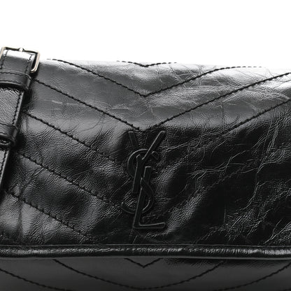 Saint Laurent Crinkled Calfskin Matelasse Monogram Niki Body Bag Black 8 of 10