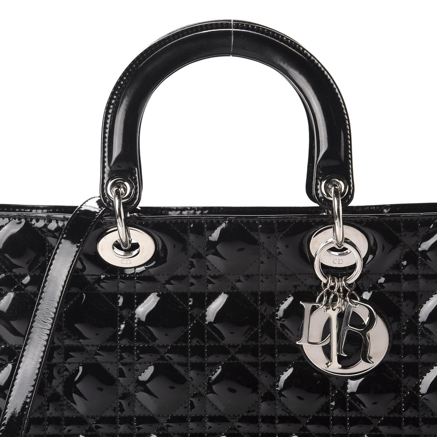 Patent Cannage Large Lady Dior Black