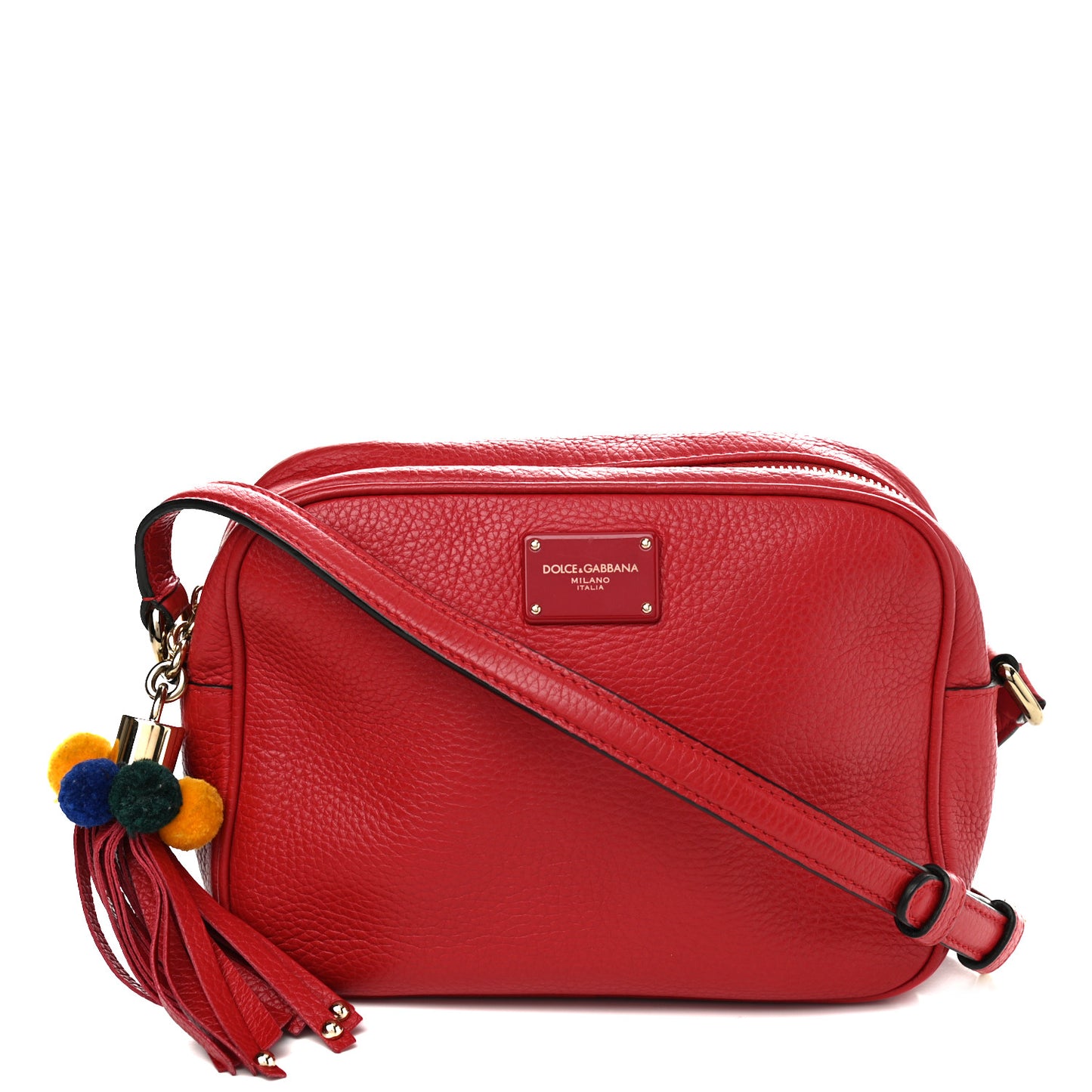 Calfskin Pom Pom Glam Crossbody Scarlet