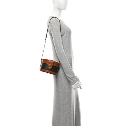 Celine Calfskin Triomphe Canvas Medium Tambour Bag Tan 2 of 10