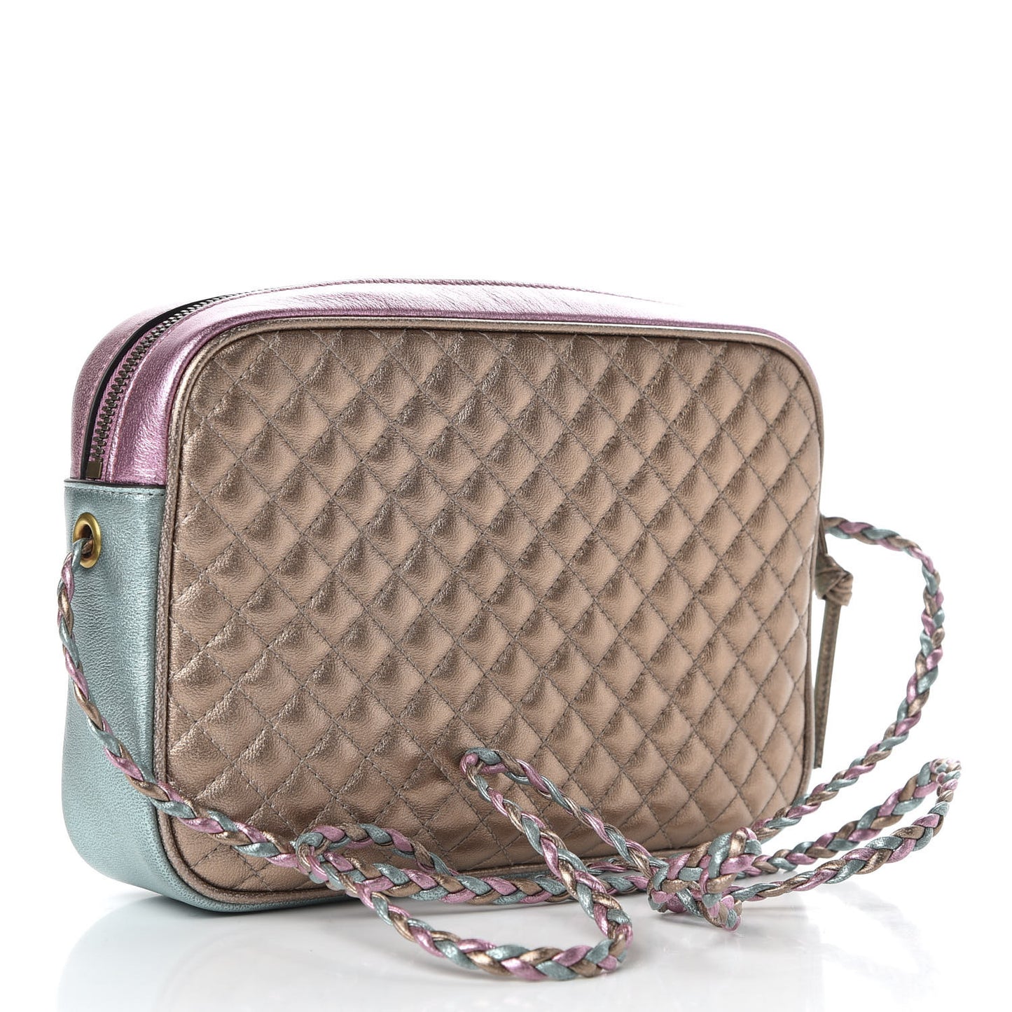 Laminated Nappa Trapuntata Small Zumi Shoulder Bag Rosa Lago Rame