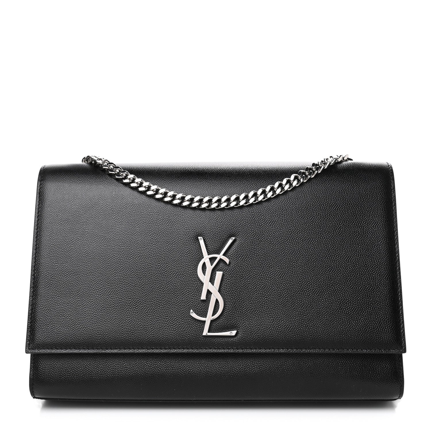 Saint Laurent Grain De Poudre Large Classic Monogram Kate Satchel Black 1 of 4