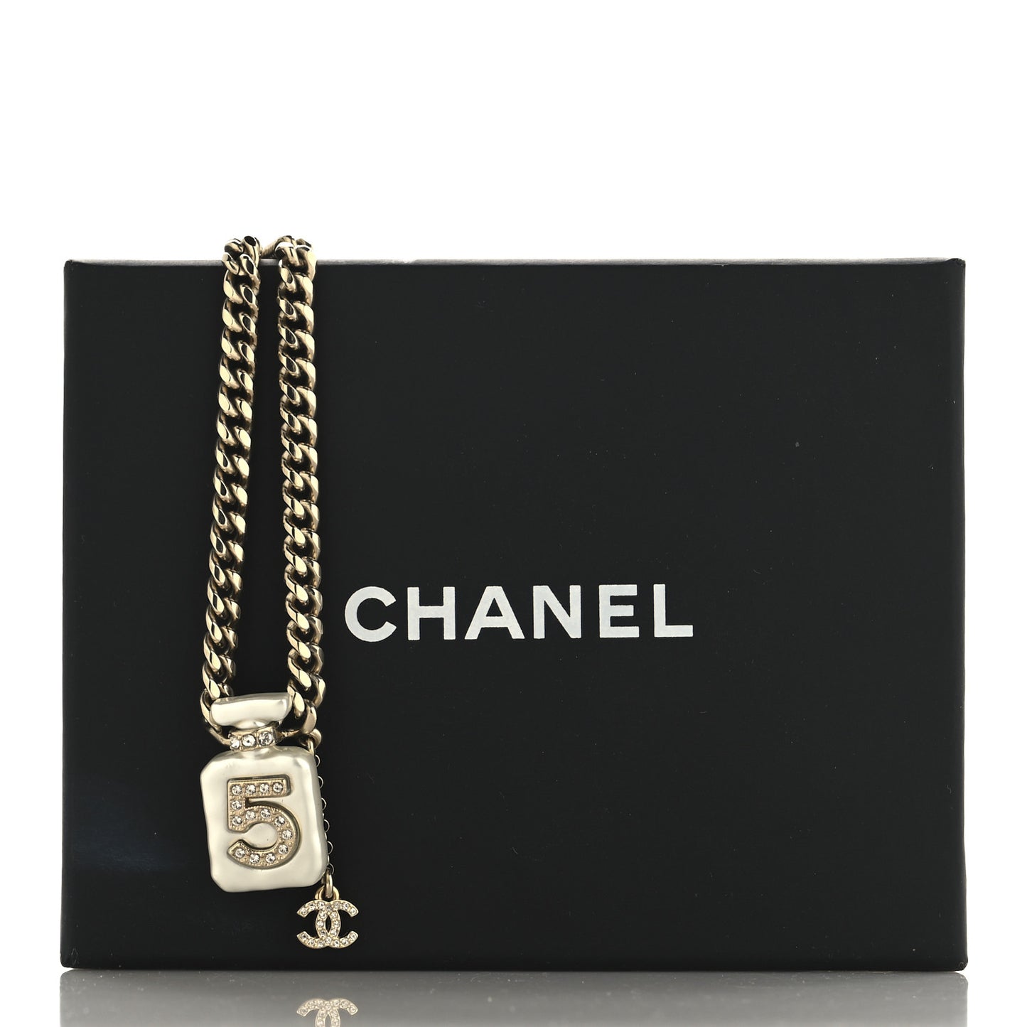 Resin Crystal CC No 5 Perfume Bottle Necklace