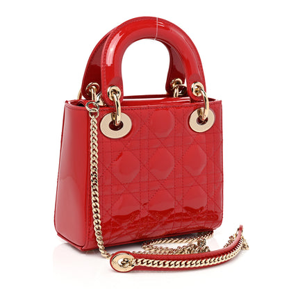 Christian Dior Patent Cannage Mini Lady Dior Red 3 of 11