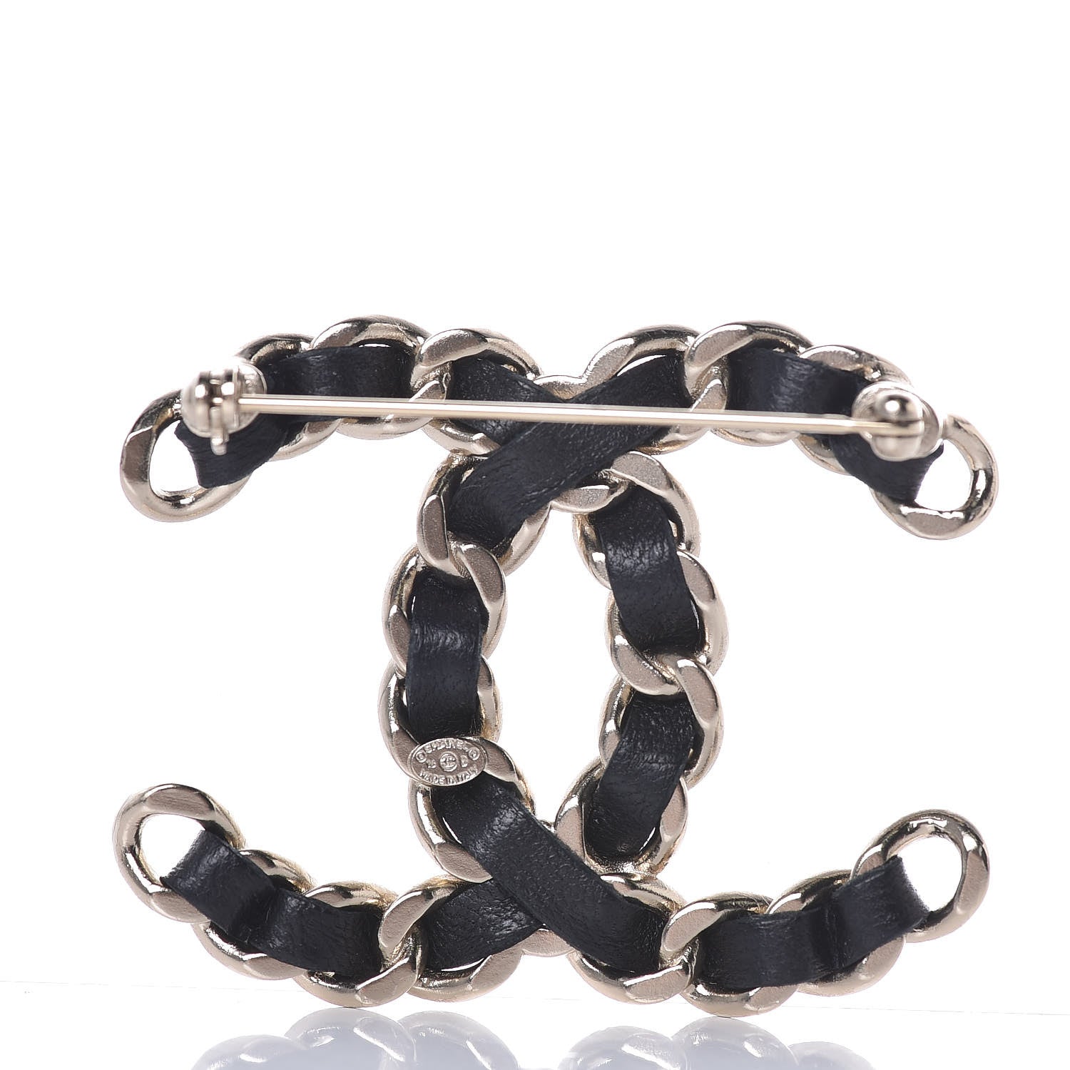 Chanel Lambskin Chain CC Brooch Black Gold 3 of 5