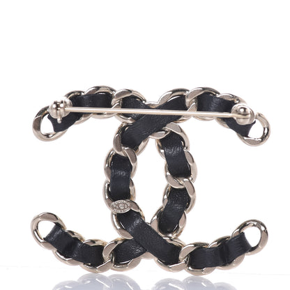 Chanel Lambskin Chain CC Brooch Black Gold 3 of 5