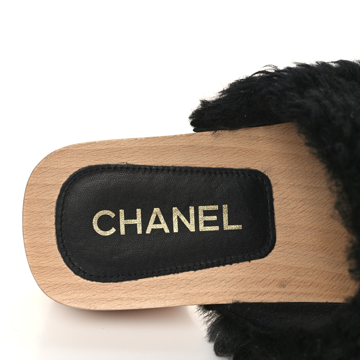 Shearling Lambskin Clogs 39 Black