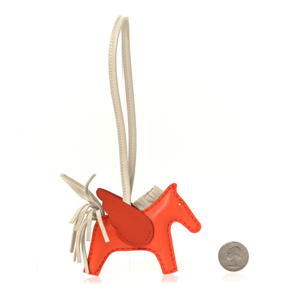 Hermes Milo Lambskin Grigri Rodeo Pegase Horse Bag Charm PM Orange Poppy Craie Terre Battue 2 of 4