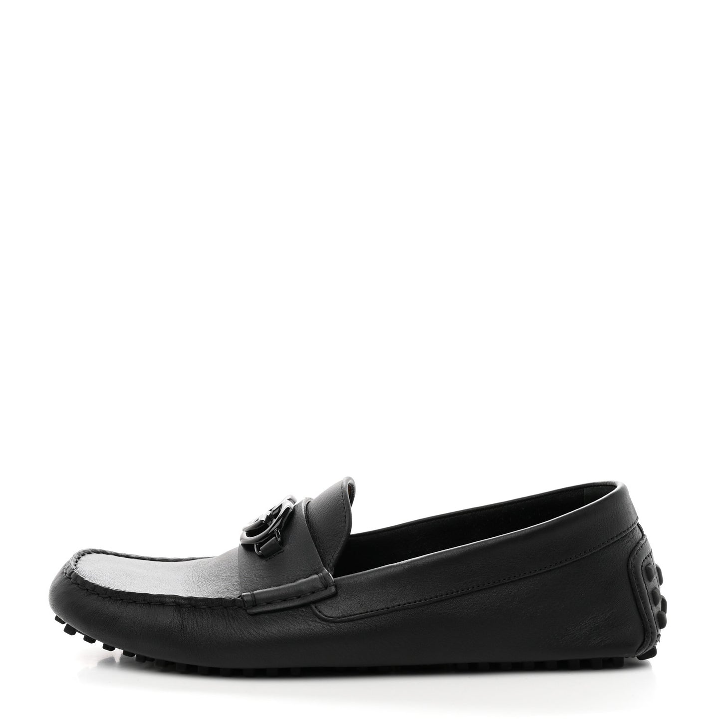 Soft Clove Calfskin Monochrome Mens Interlocking G Driver Loafers 10.5 Black