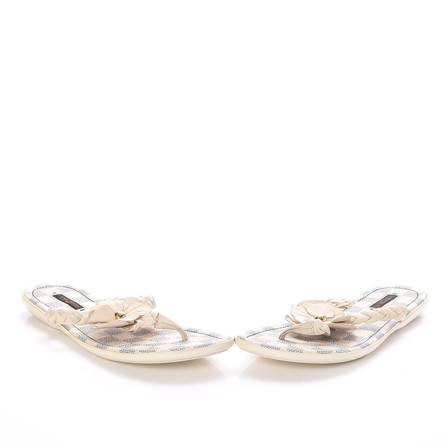 Louis Vuitton Damier Azur Flower Thong Sandals 39 White 5 of 11