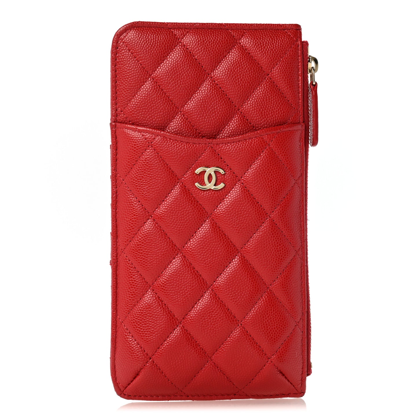 Caviar Quilted Classic iPhone Pouch Red