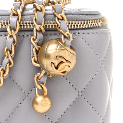 Chanel Lambskin Quilted Small Pearl Crush Vanity Case With Chain Grey 9 of 12