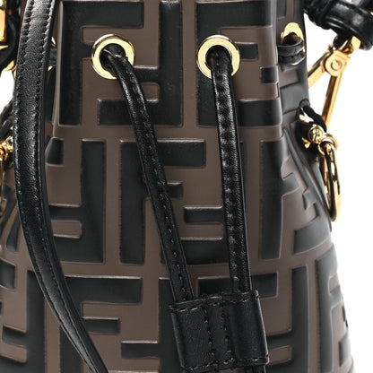 Fendi Vitello Liberty F is Fendi Bi-Color FF 1974 Embossed Mini Mon Tresor Bucket Bag Maya Black 8 of 11