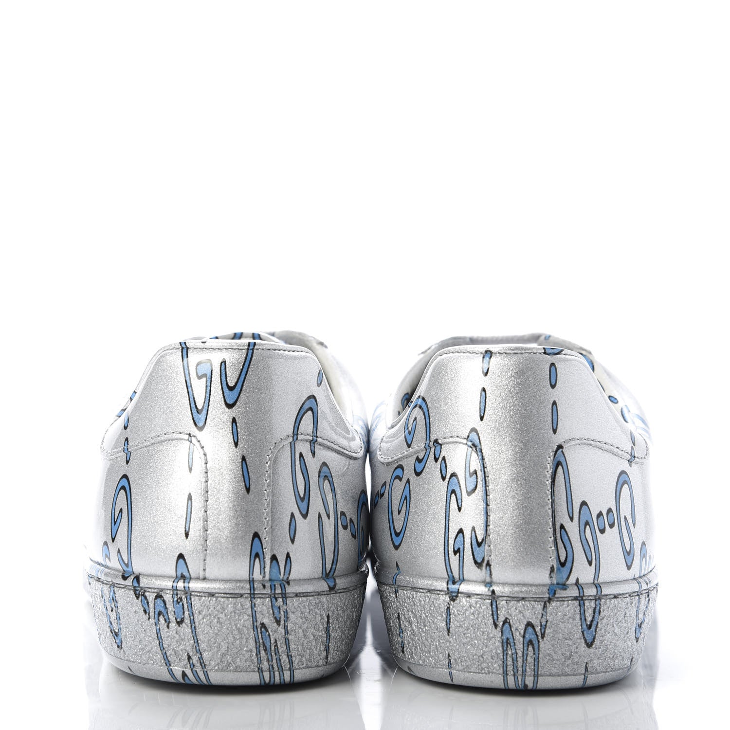 Gucci Miro Rubber Wax GucciGhost Print Mens New Ace Sneakers 5 Silver 6 of 10